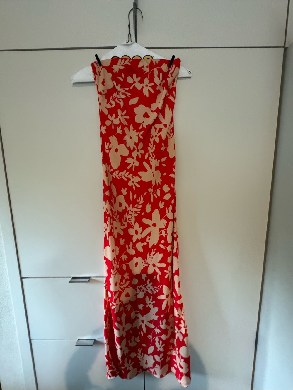 RESA Red and Cream Floral Strapless Dress